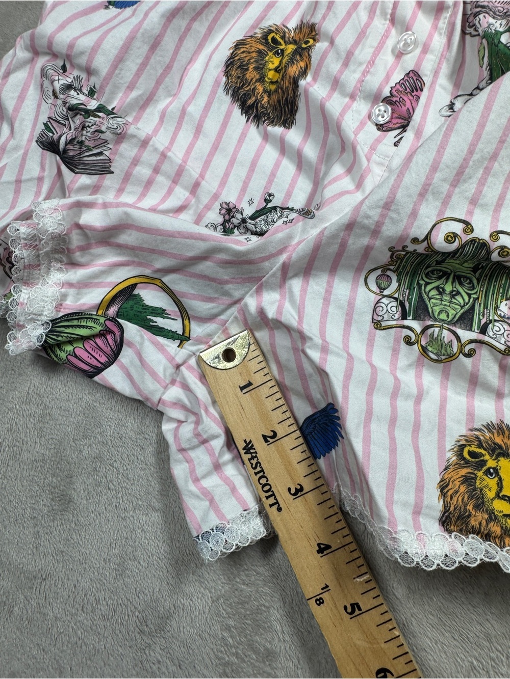 Katie Kime X Wicked Pink White Striped Boxer Style Floral Lace PJ Shorts Medium - Picture 12 of 16